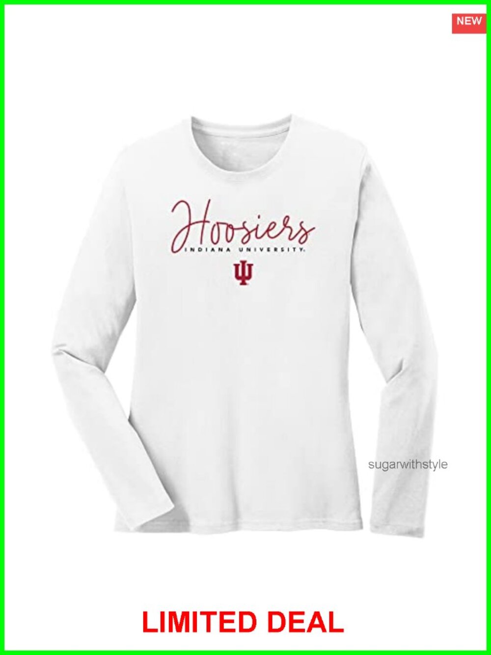 Licensed Collegiate Long Sleeve Cotton Tee Semi-Fitted Crew Neck